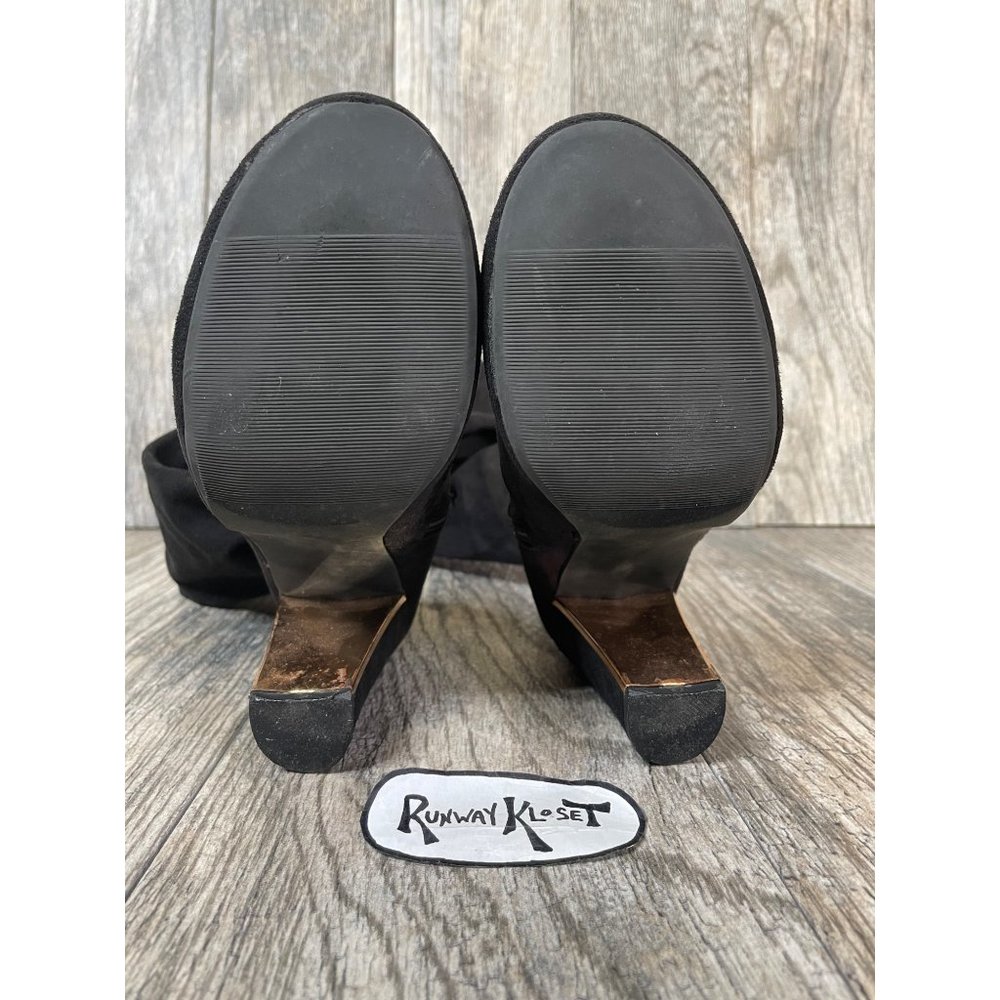 Material Girl Over the Knee High Black Velvet Stretch Boots Women size 5.5 - Picture 7 of 12